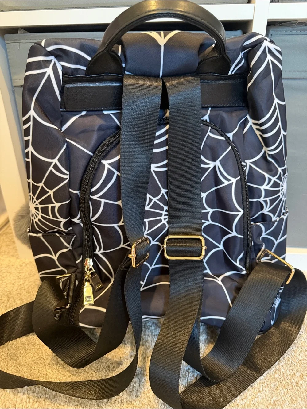 Black Spiderweb Print Backpack